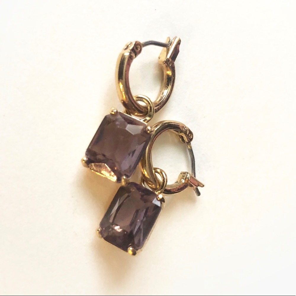 Carolee purple stone earrings w/ gold tone